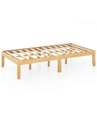 Twin Size Wooden Platform Bed Frame 14" with Rubber Wood Legs Under-bed Storage
