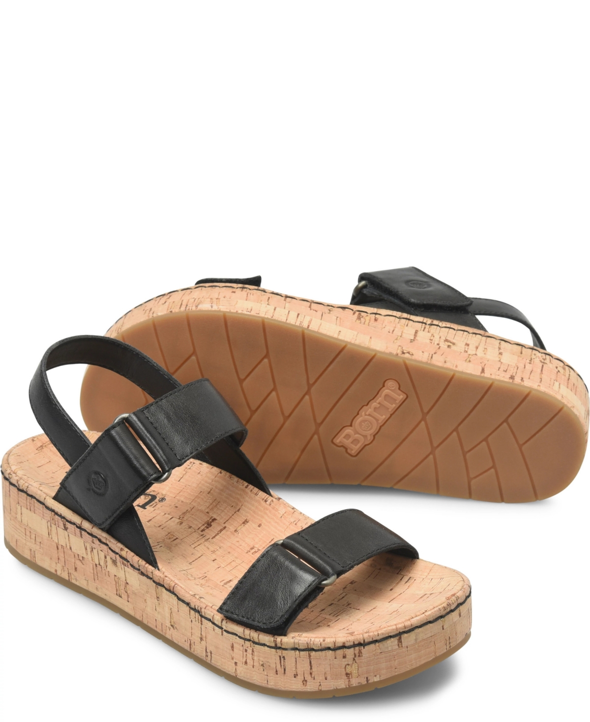 Born Women's Sloan Round Toe Wedge Sandals In Black