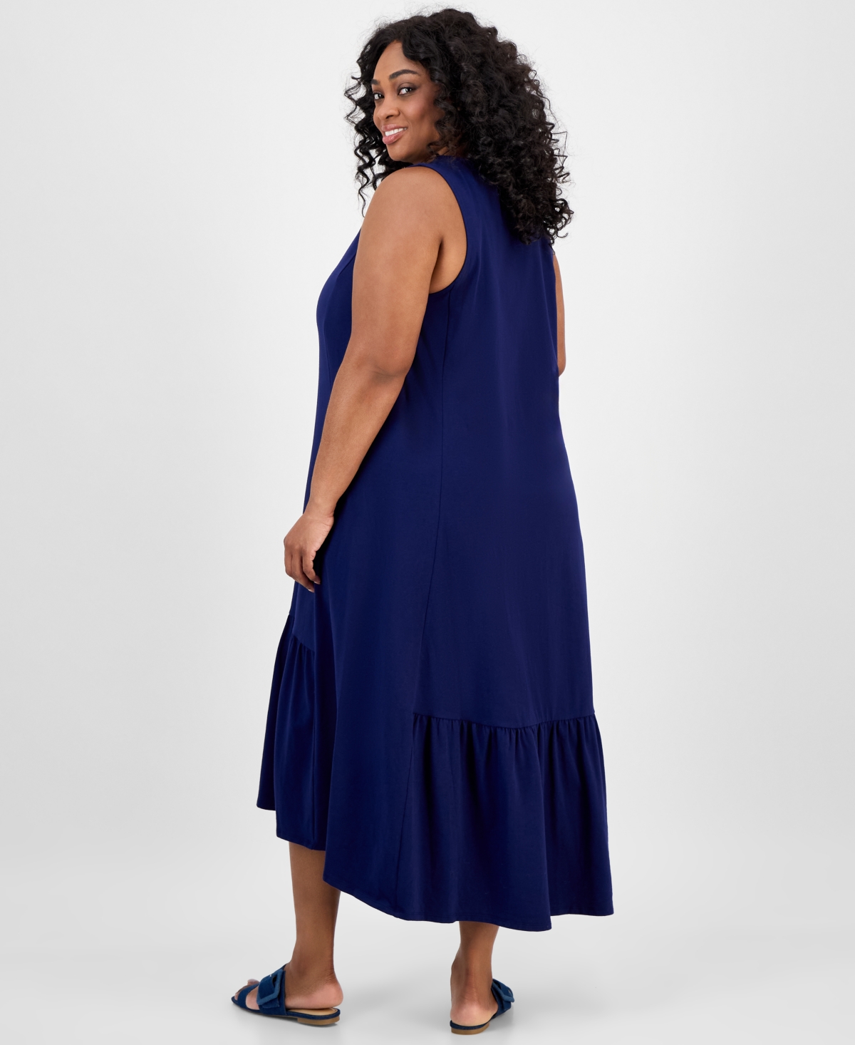 Jones New York Plus Size Ruffled High-Low Dress