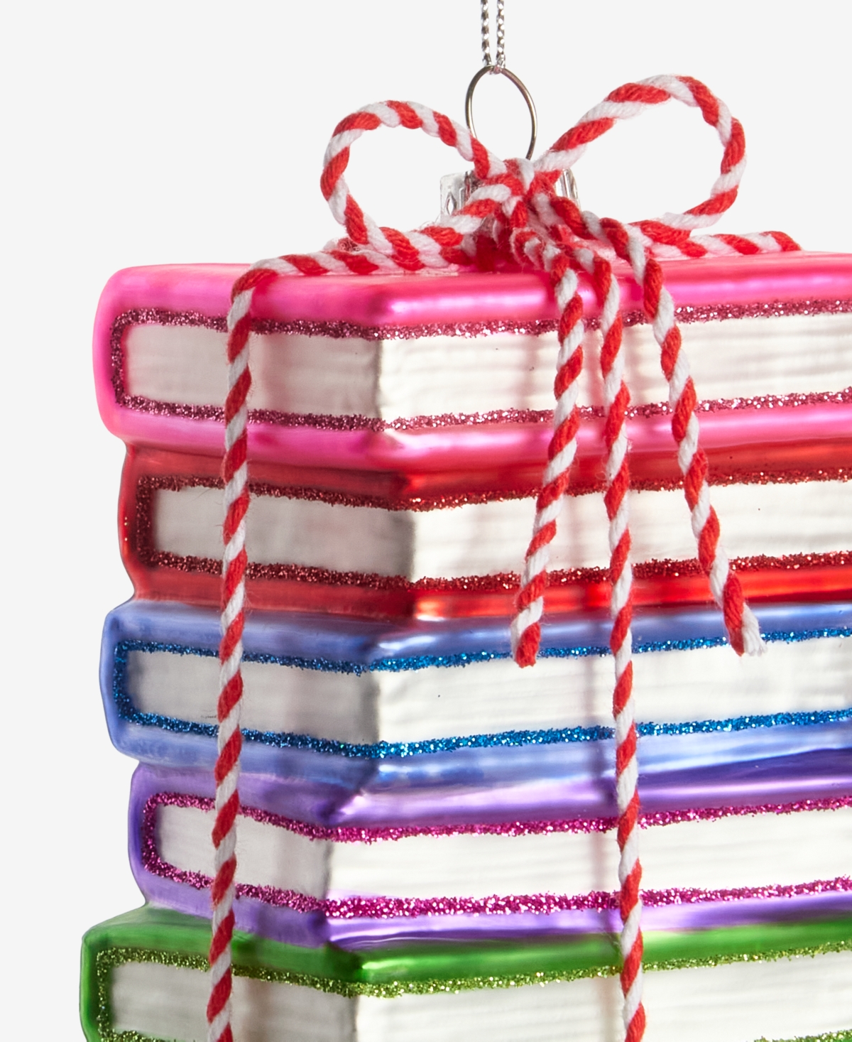 Holiday Lane Eclectic Charm Glass Book Stack Ornament, Macy's Exclusive In Multi