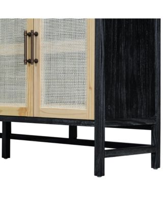 Streamdale Rustic Sideboard with Rattan Doors & Adjustable Shelves
