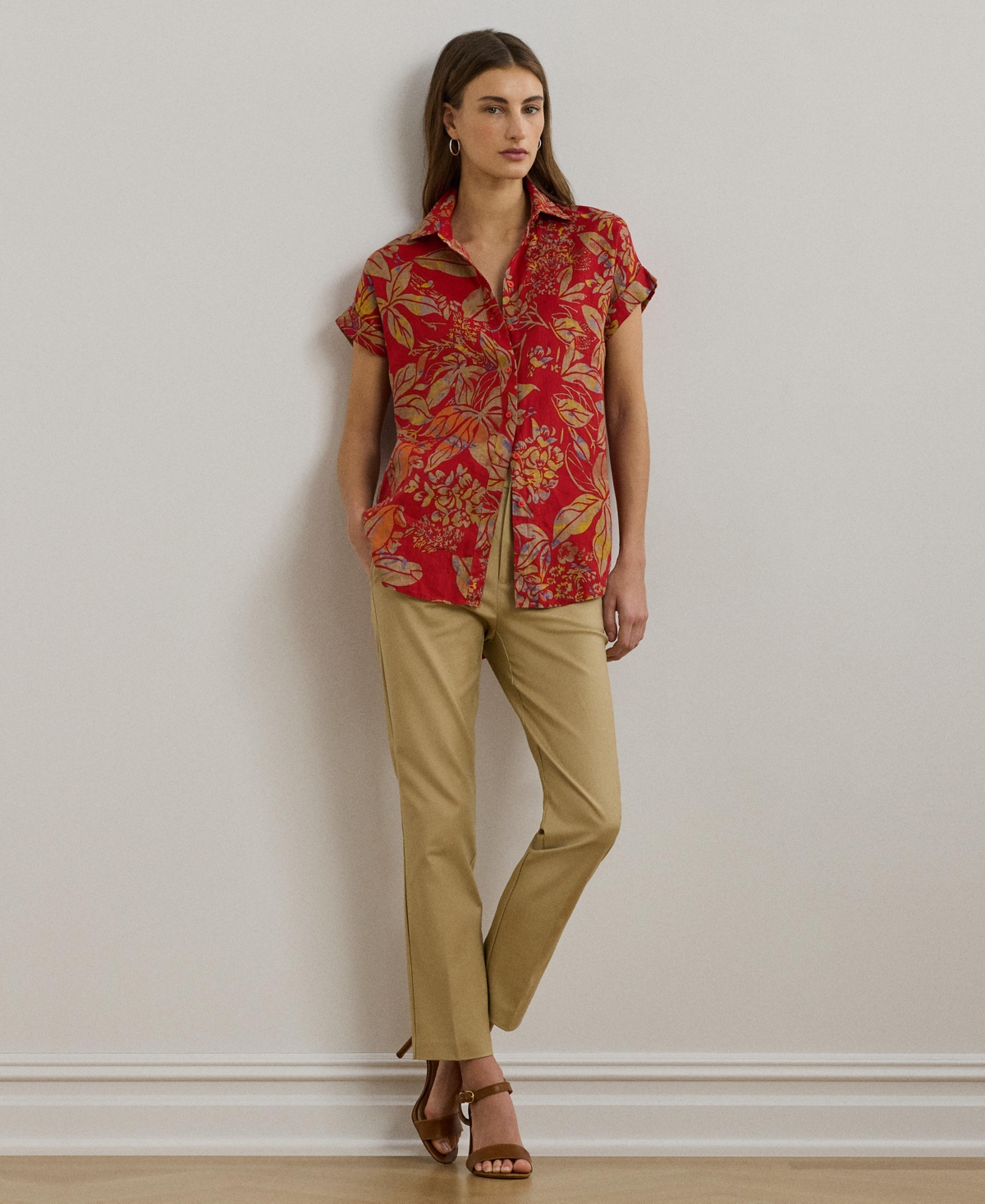 Lauren Ralph Women's Relaxed-Fit Floral Short-Sleeve Shirt