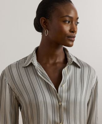 Women's Relaxed-Fit Striped Satin Shirt