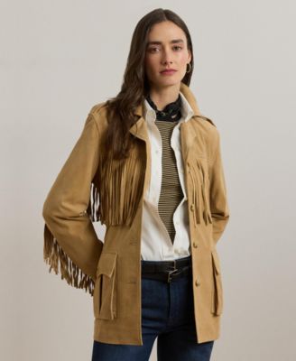Lauren Ralph Lauren - Women's Fringe-Trim Belted Goat-Suede Jacket