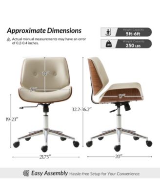 Kalene Belby Faux Leather 36.2'' H Mid-century Modern Office Chair with Bent Wood Frame