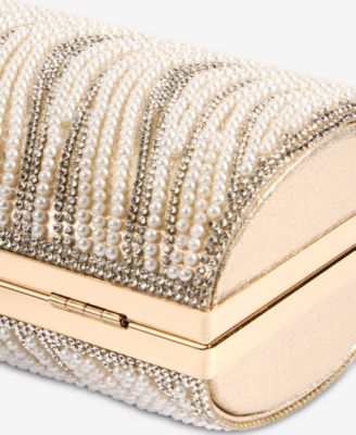 Randdi Wavy Imitation Pearl Clutch, Exclusively at Macy's
