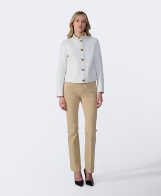 Women's Cropped Leather Jacket With Gold Buttons, Created for Macy's