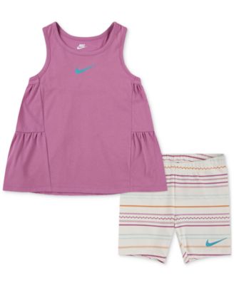 Little Girls Sunny Swoosh Tank Top & Bike Shorts, 2 Piece Set 