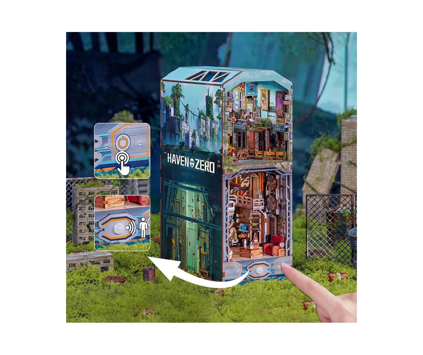 Детский конструктор Flash Popup Post-Apocalyptic Haven Zero 448-Piece 3D Wooden Book Nook Building Set, Ages 14+ — фото 2