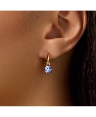 Gold Drop Earrings - Lainey Marble Blue