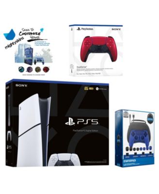 PlayStation 5 Slim Digital with Extra Cosmic Red Controller, Pro Gamer Starter Kit and MightySkins Decal Voucher