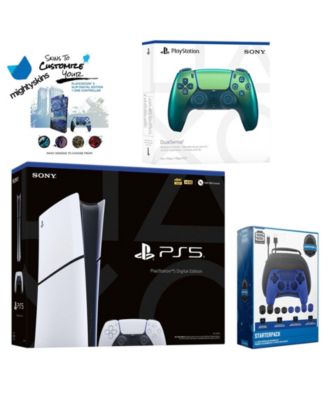 PlayStation 5 Slim Digital with Extra Cosmic Red Controller, Pro Gamer Starter Kit and MightySkins Decal Voucher