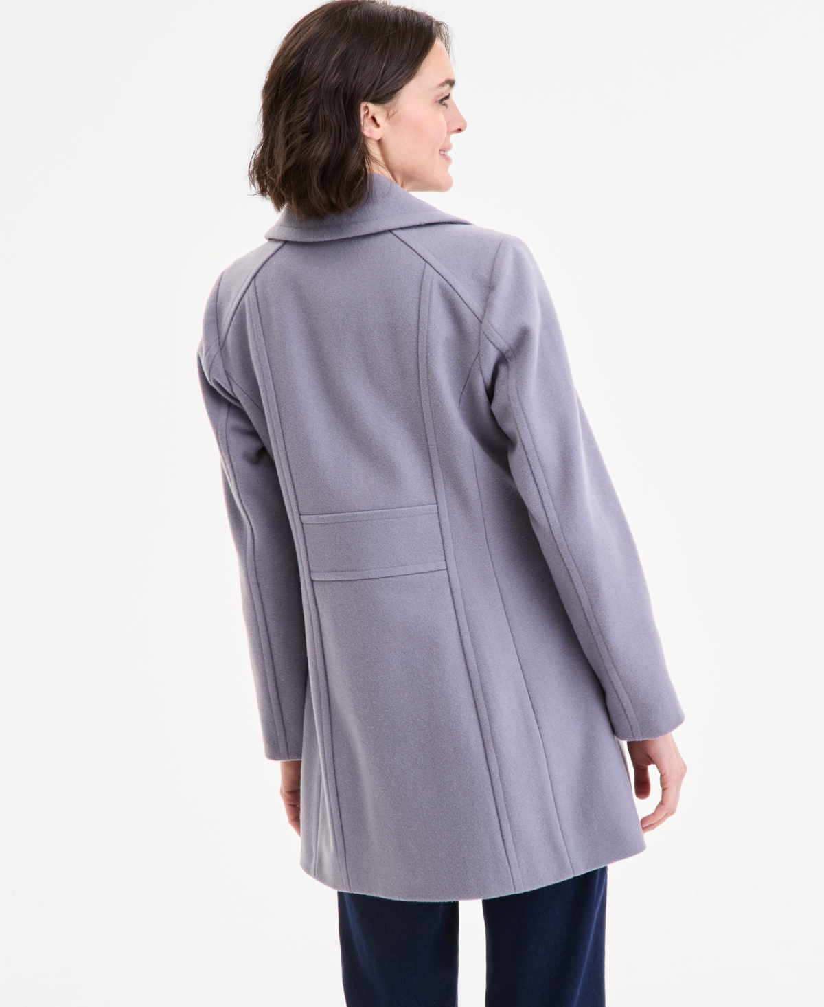 Anne Klein Women's Single-breasted Notched-collar Peacoat In Purple