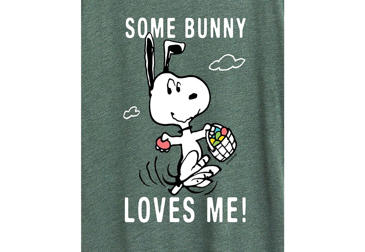 Женская футболка Hybrid Apparel Plus Size Peanuts Some Bunny Loves Me Easter Graphic, цвет: Зелёный — фото 3