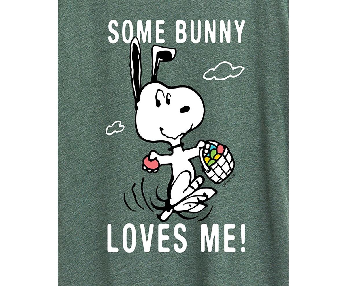 Hybrid Apparel Plus Size Peanuts Some Bunny Loves Me Easter Graphic T-shirt In Green