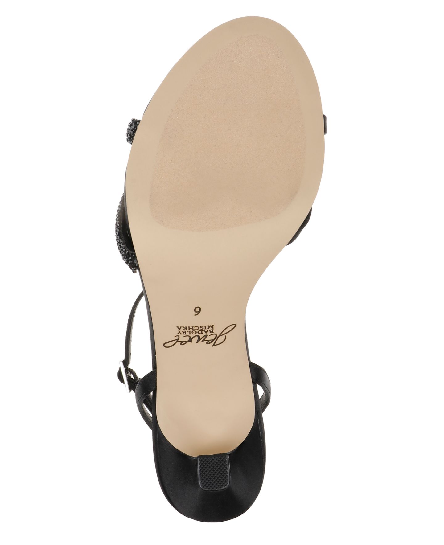Женские сандалии Jewel Badgley Mischka Fiji Dress Sandals, цвет: Чёрный атласный — фото 5