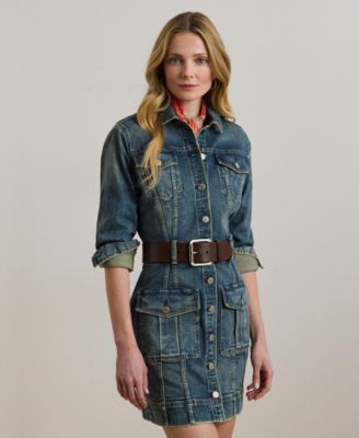 ralph lauren denim dress macy's Lauren Ralph Lauren Belted Denim Shirtdress