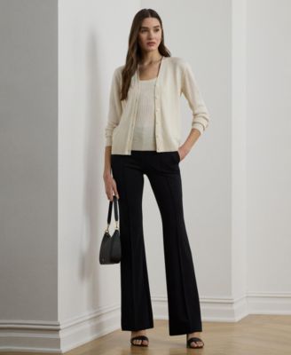 Women's Rib-Knit Linen-Blend V-Neck Cardigan