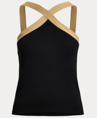 Women's Two-Tone Cotton-Blend Sweater Tank