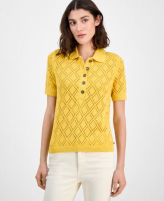 Tommy Hilfiger - Women's Double Pointelle Knit Polo Top