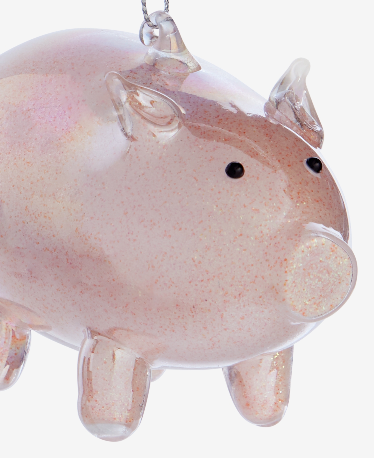 Holiday Lane Pastel Shine Pink Glitter Pig Ornament, Macy's Exclusive In Pink