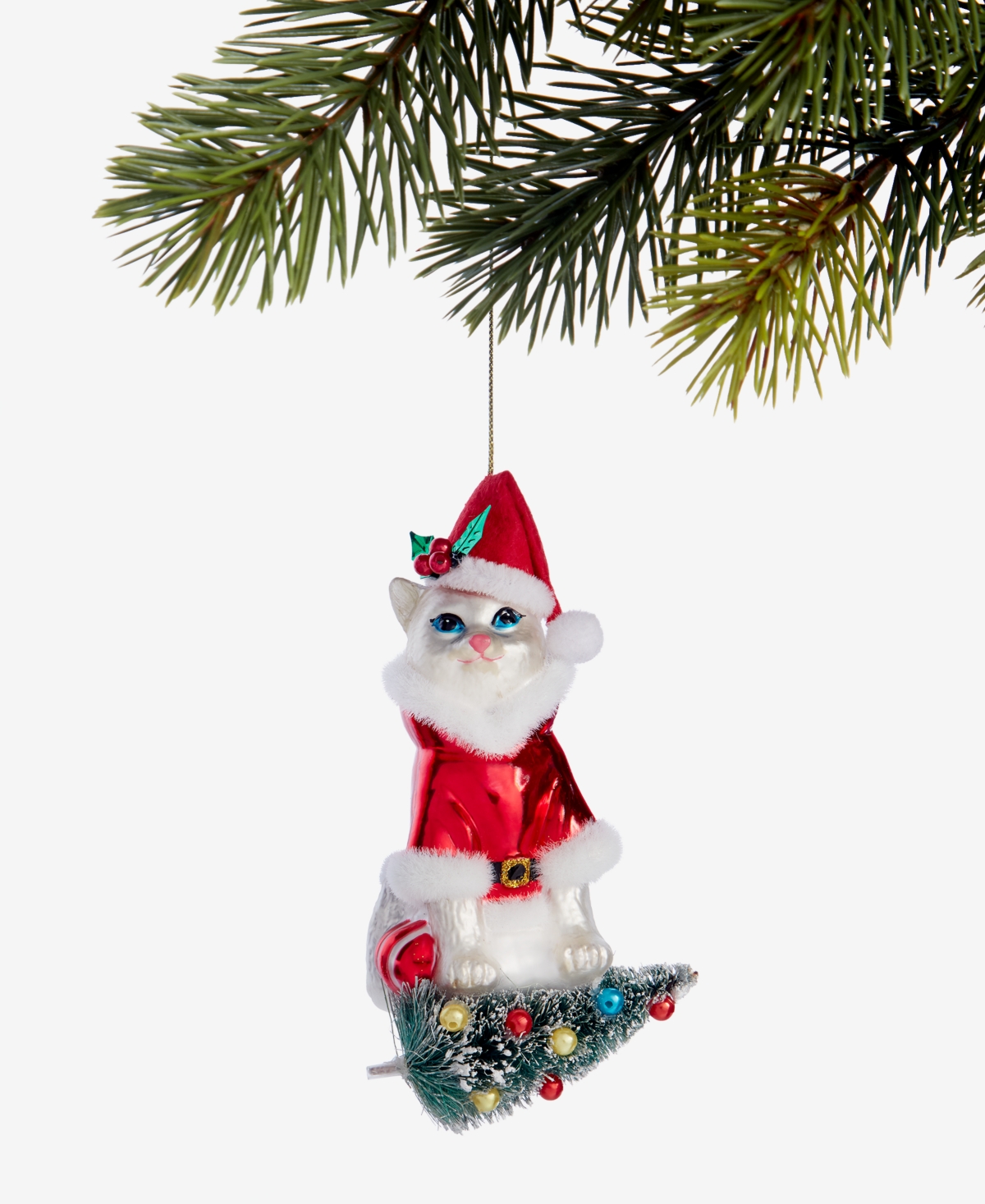 Holiday Lane Pets Santa Cat Ornament, Macy's Exclusive In Transparent