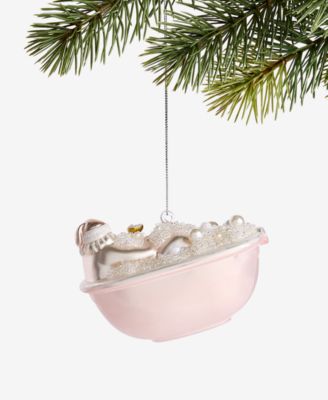 Holiday Lane - Pastel Shine Pink Bathtub Santa Ornament