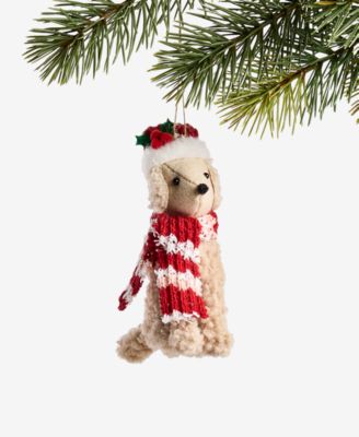 Holiday Lane - Pets Golden Dog with Santa Hat  Ornament