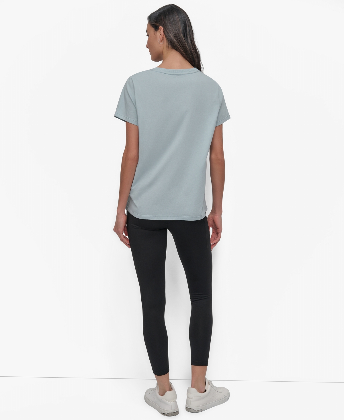 Dkny Women's Rhinestone Graffiti Relaxed Fit Round Neck T-shirt