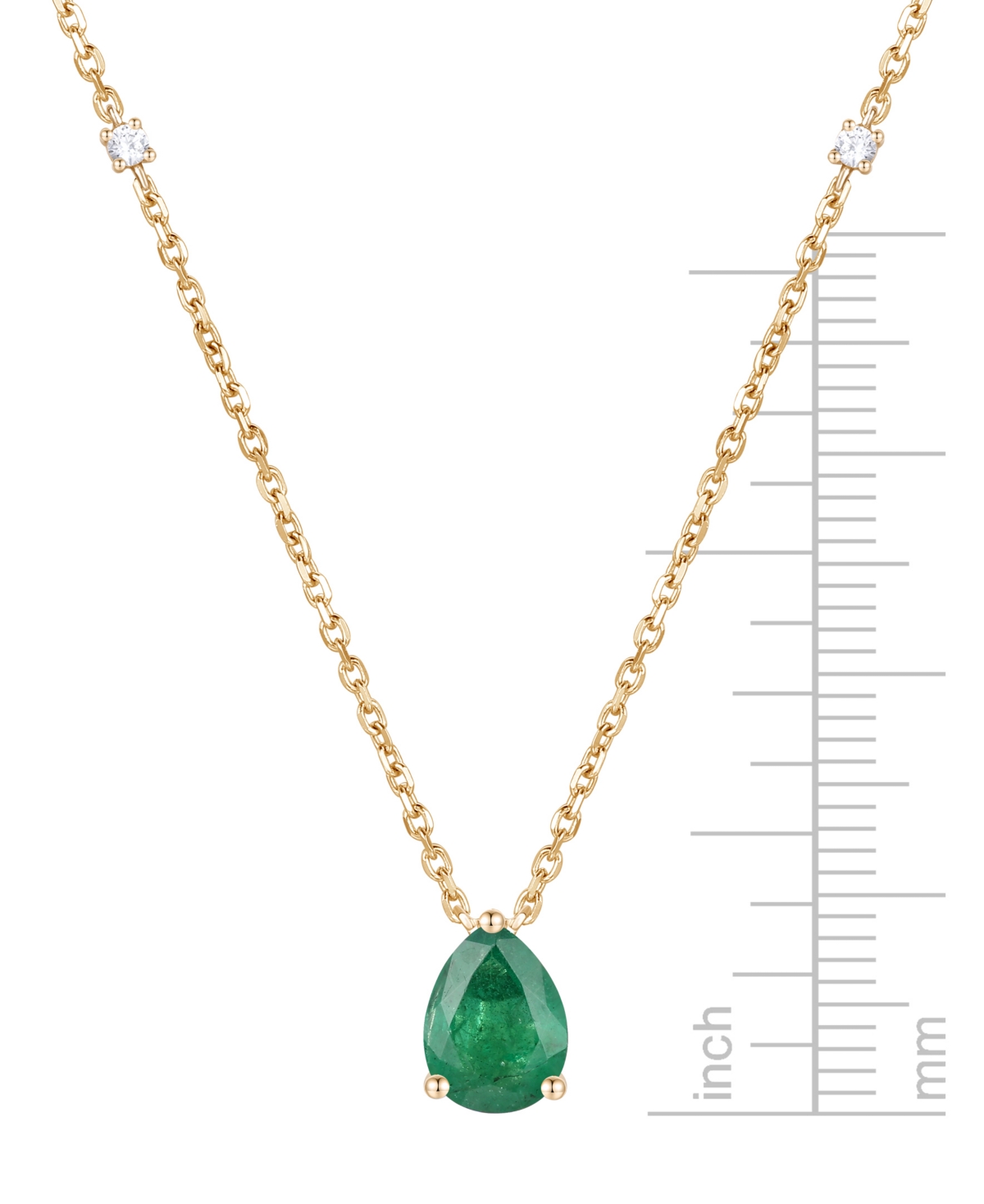 MACY'S EMERALD (1 CT. T.W.) & DIAMOND (1/20 CT. T.W.) 17" PENDANT NECKLACE IN 14K GOLD (ALSO IN RUBY AND SA 