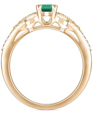 Emerald (5/8 ct. t.w.) & Diamond (1/4 ct. t.w.) Ring in 14k Gold (Also in Ruby & Sapphire)