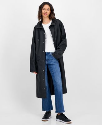 Women's Snap-Front Waterproof Maxi Raincoat