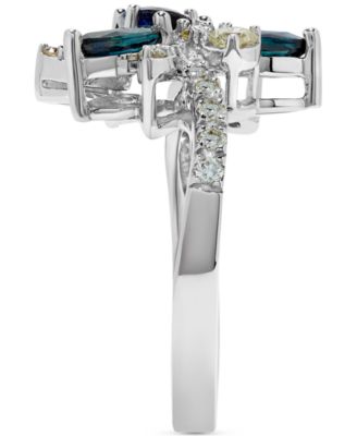 Sapphire (1-1/6 ct. t.w.) & Diamond (1/2 ct. t.w.) Statement Ring in 14k White Gold