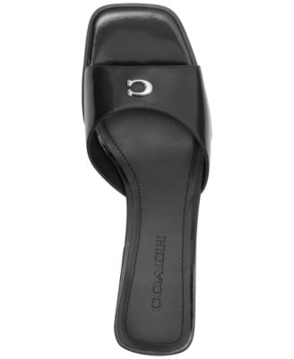 【COACH】Women's Sculpted C Leather Block-Heel Sandals COACH Sculpted C Leather Block Heel Slide Sandals | Dillard's