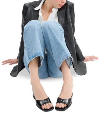 【COACH】Women's Sculpted C Leather Block-Heel Sandals COACH Women's Sculpted C Leather Block-Heel Sandals - Macy's