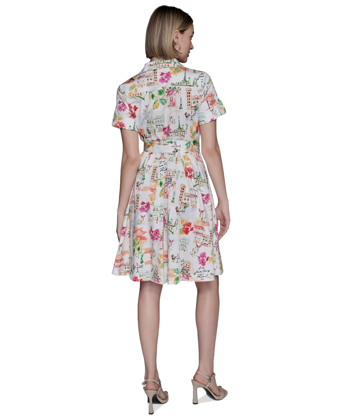 Karl Lagerfeld Womens Printed Cotton A Line Shirtdress 0 14p