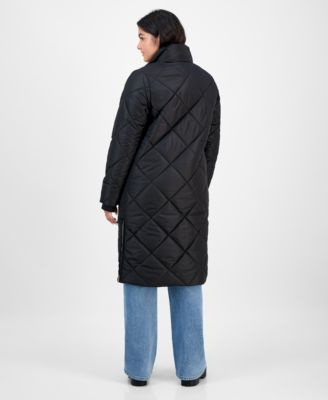 Juniors' Shawl-Collar Quilted Coat