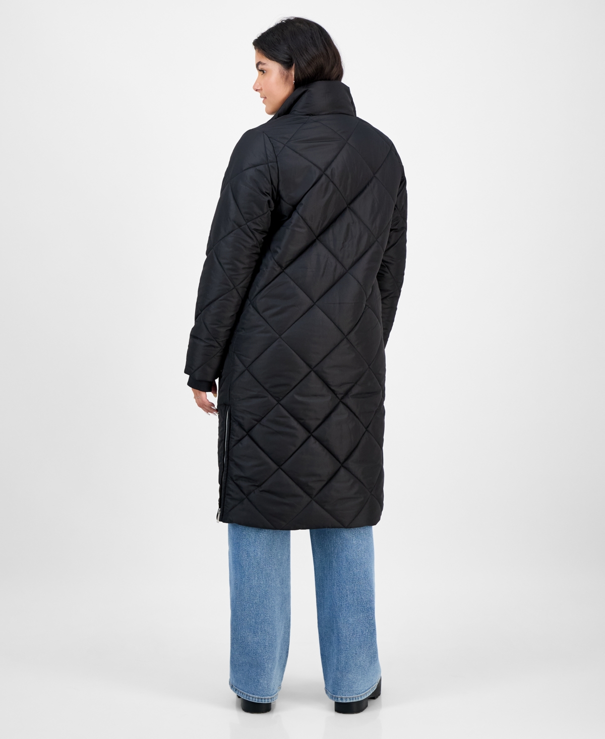 Coffeeshop Juniors' Shawl-collar Quilted Coat In Animal Print
