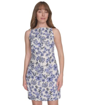 Tommy Hilfiger - Women's Helena Square-Neck Floral Hopsack Sheath Dress