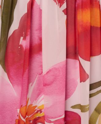 Petite Floral Chiffon Halter Gown