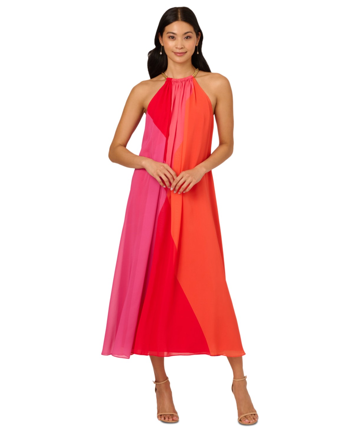 Женские платья Adrianna Papell Women's Colorblocked Halter Dress — фото 4