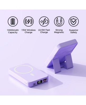 10000mAh Portable Magnetic Wireless Charge Power Bank w/ Phones Stand