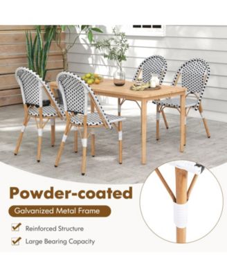 French Bistro Chair Set of 2 with Galvanized Metal Framex