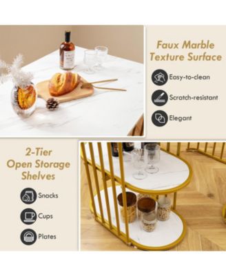 Rectangular Dining Table for 2 with 2-Tier Storage Shelf – Space-Saving Dining Table for Small Dining Rooms or Apartments