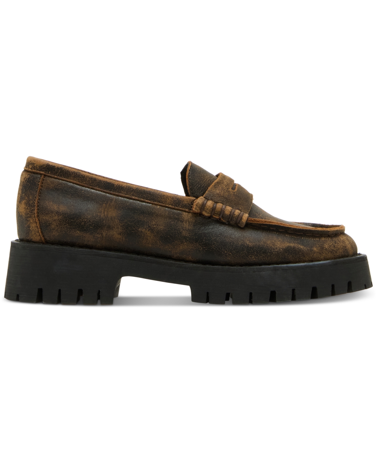 Steve Madden Women's Langsten Lug-sole Tailored Loafers In Brown