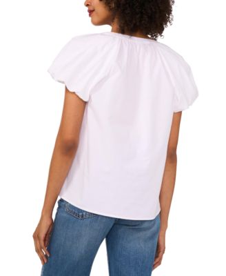 Women's Cotton Puff-Sleeve Blouse