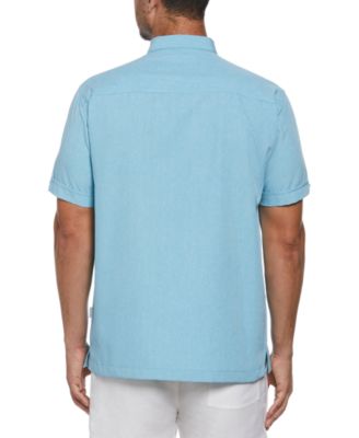 Men's Geo Embroidered Panel Chambray Shirt