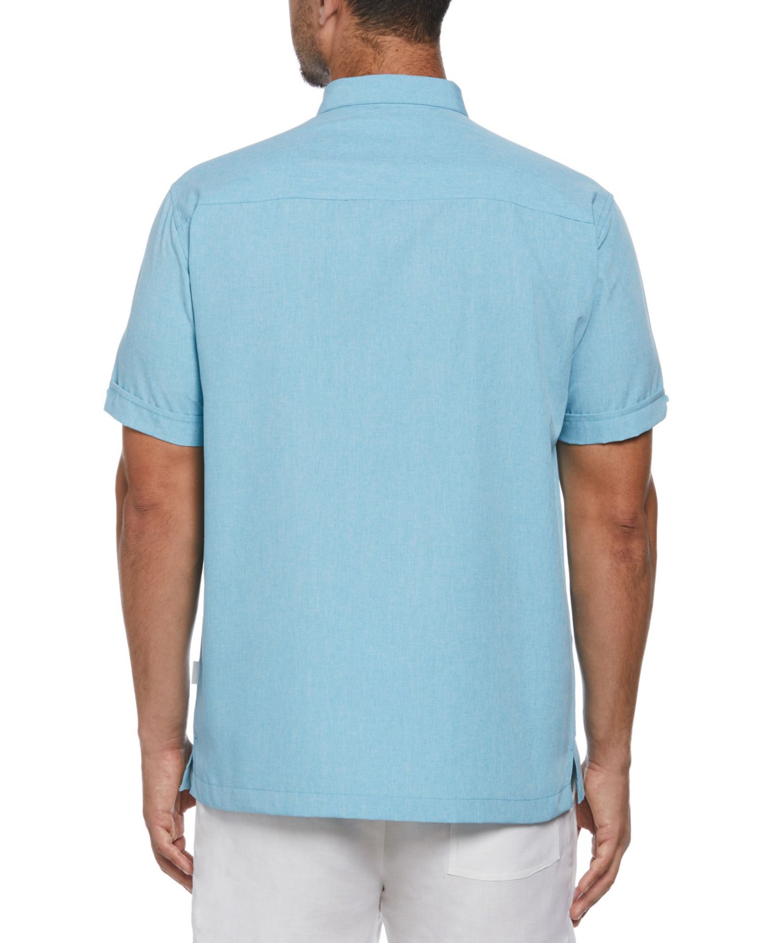 Men's Geo Embroidered Panel Chambray Shirt