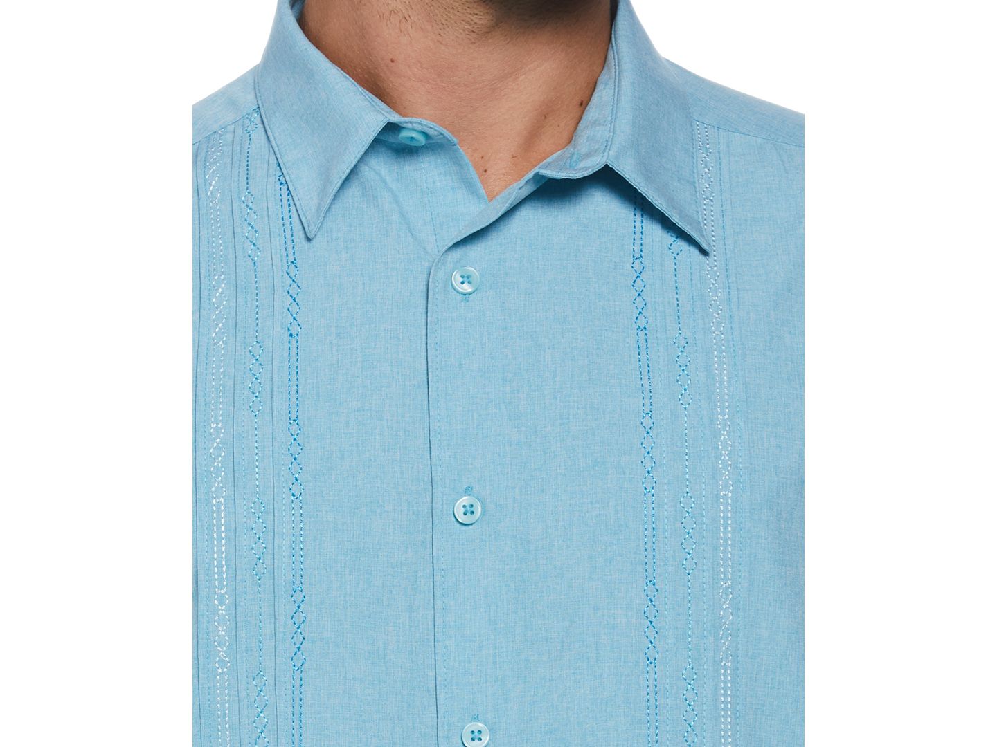 Мужская рубашка Cubavera Geo Embroidered Panel Chambray, цвет: Синий, вариант 1 — фото 5