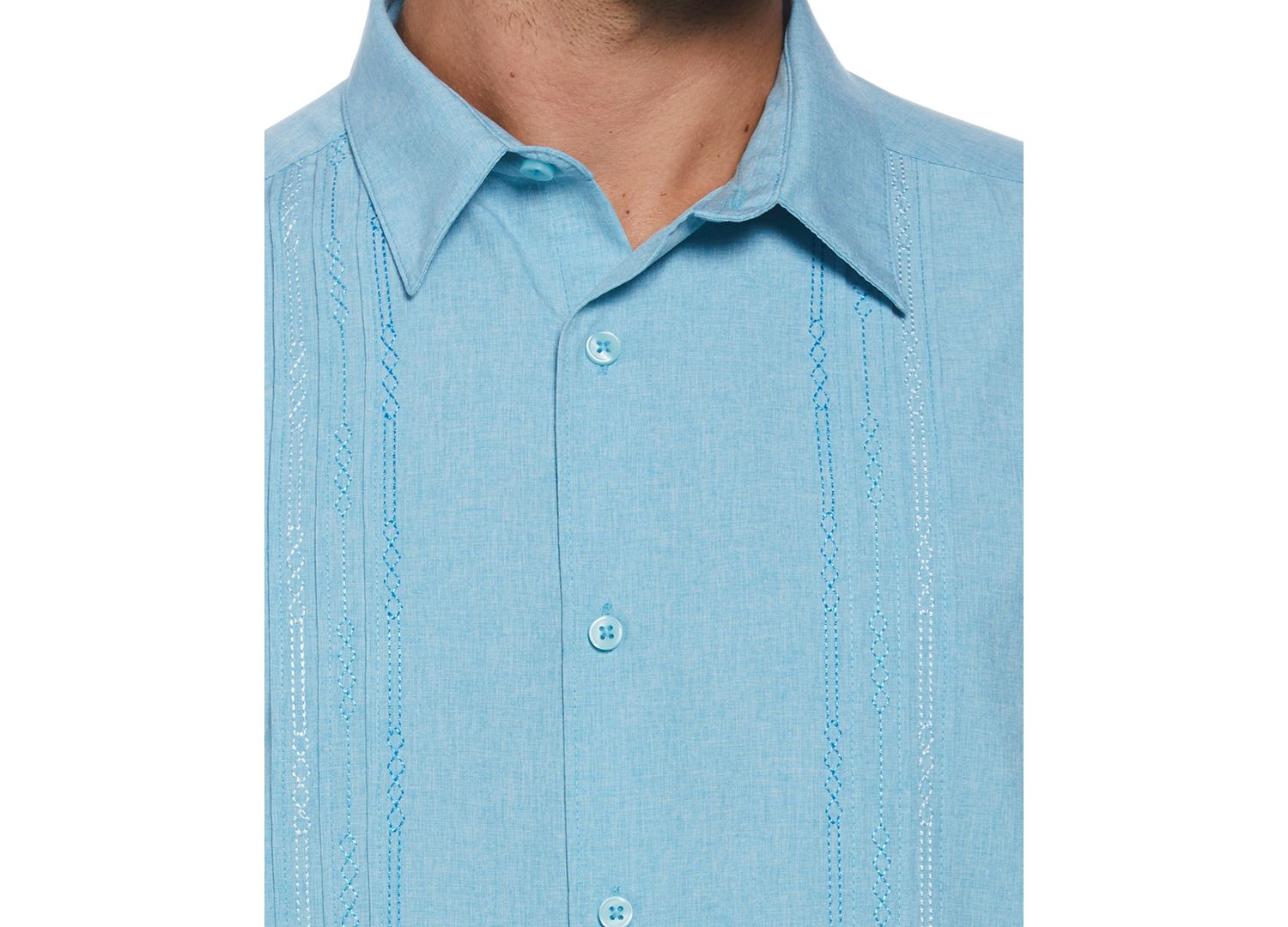 Men's Geo Embroidered Panel Chambray Shirt